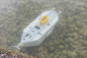 Ein Test des Wendekreisradius des Modell U-Bootes 'SubMarine'